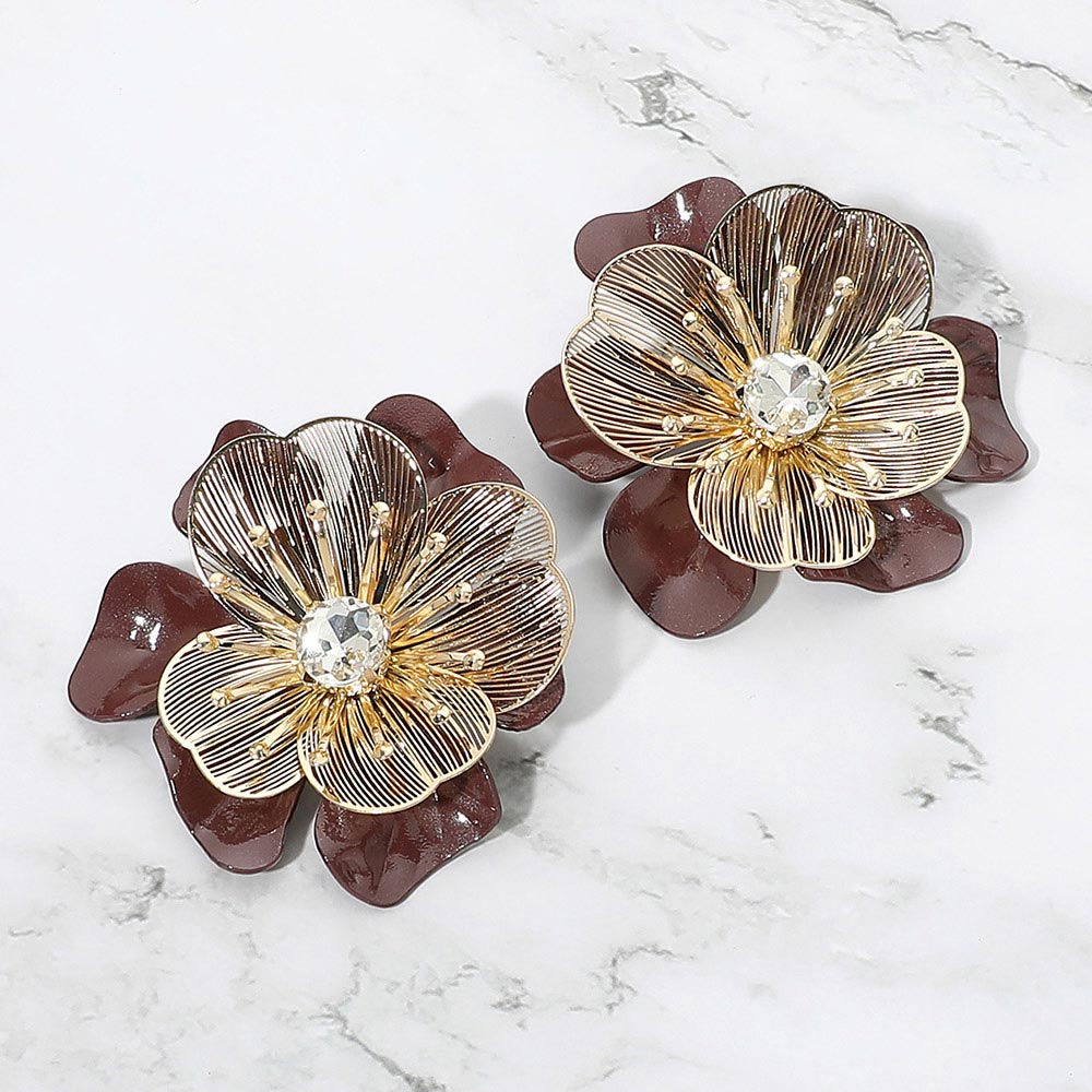 Lily Statement Earrings Brown