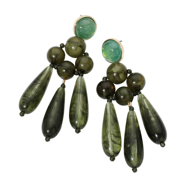 Chandelier Drop Statement Earrings Olive