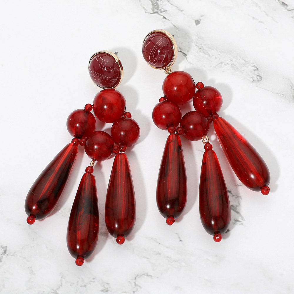 Chandelier Drop Statement Earrings Wine