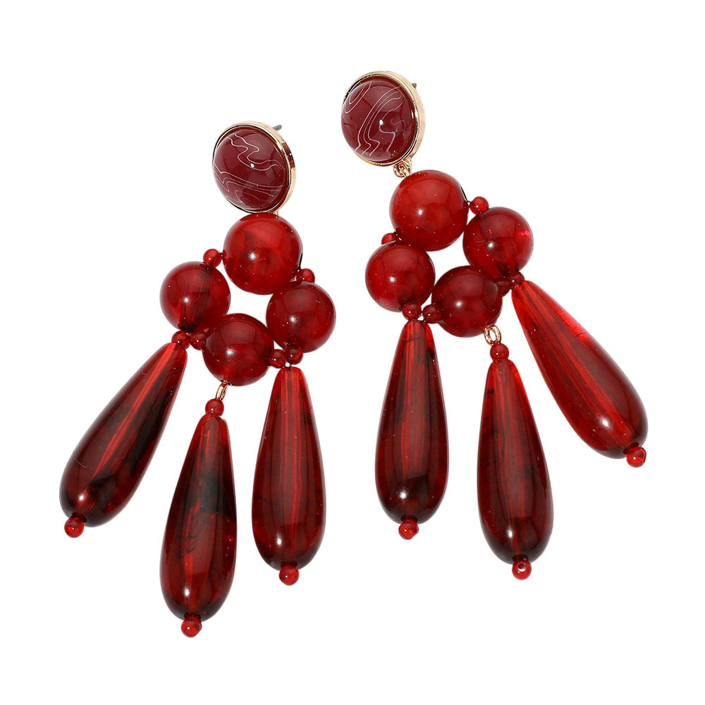 Chandelier Drop Statement Earrings Wine