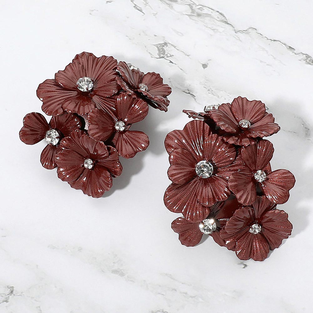Cluster Bloom Earrings Brown
