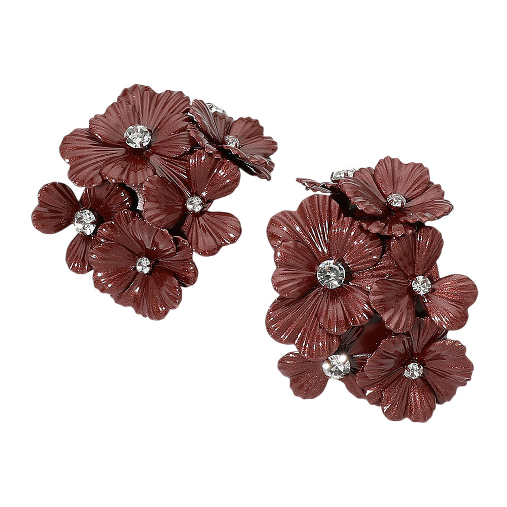 Cluster Bloom Earrings Brown