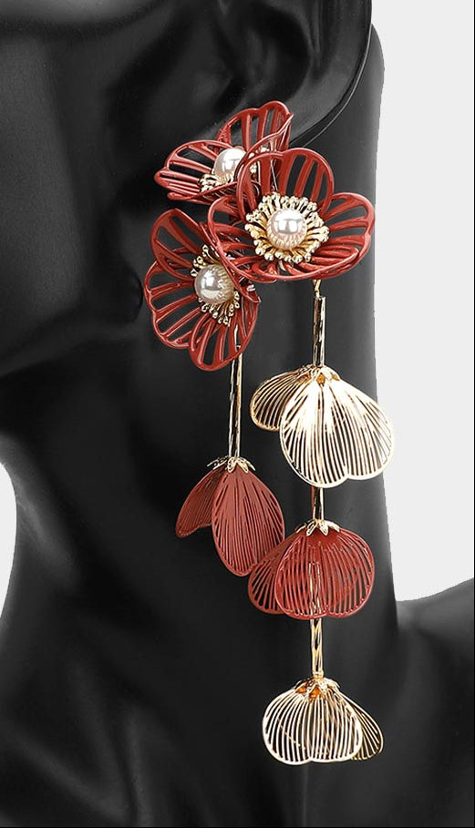 Bloom Drop Earrings Red