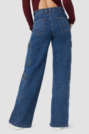 High-Rise Welt Pocket Cargo Wide Leg