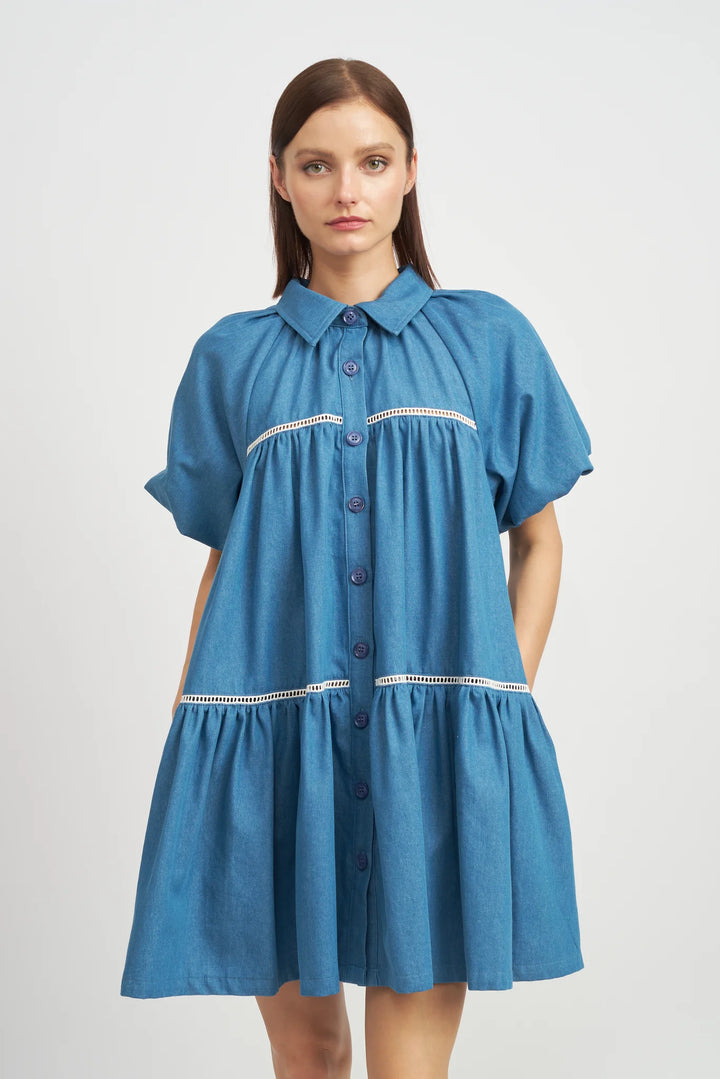 Tara Bubble Sleeve Shirt Dress