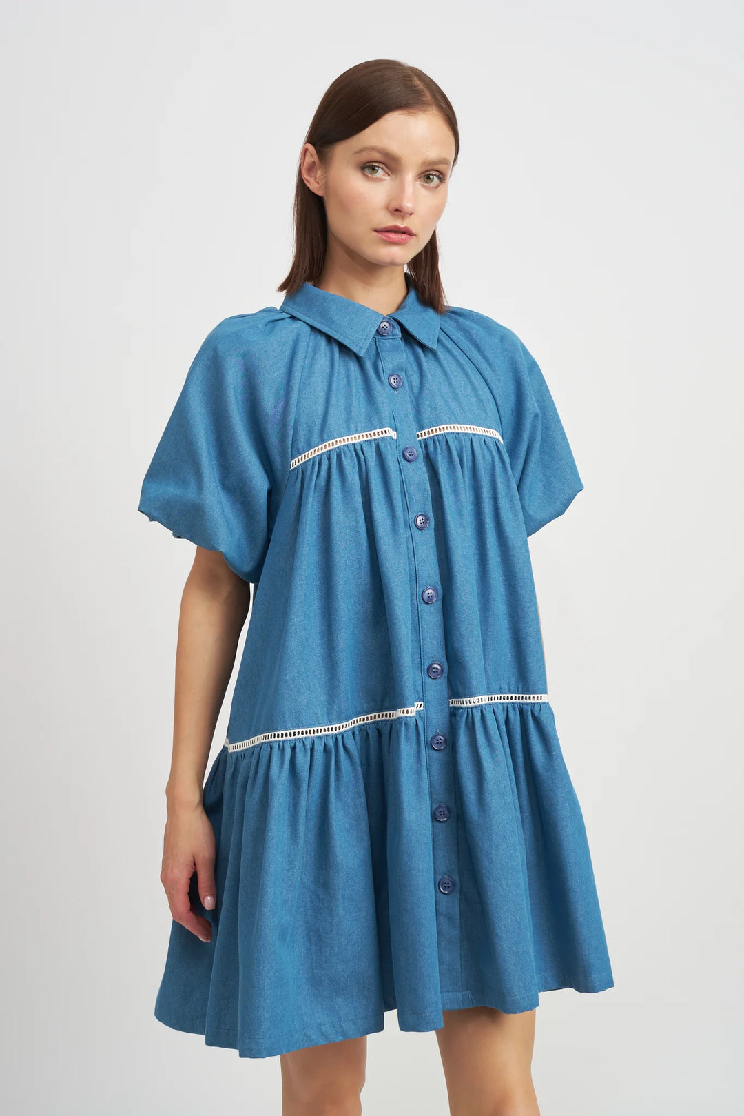 Tara Bubble Sleeve Shirt Dress