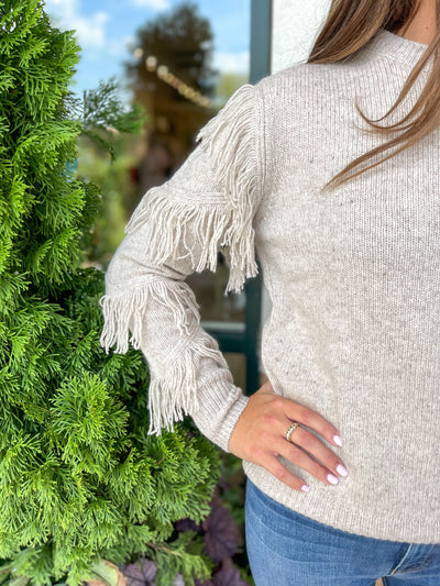 Fringe Sleeve Crew
