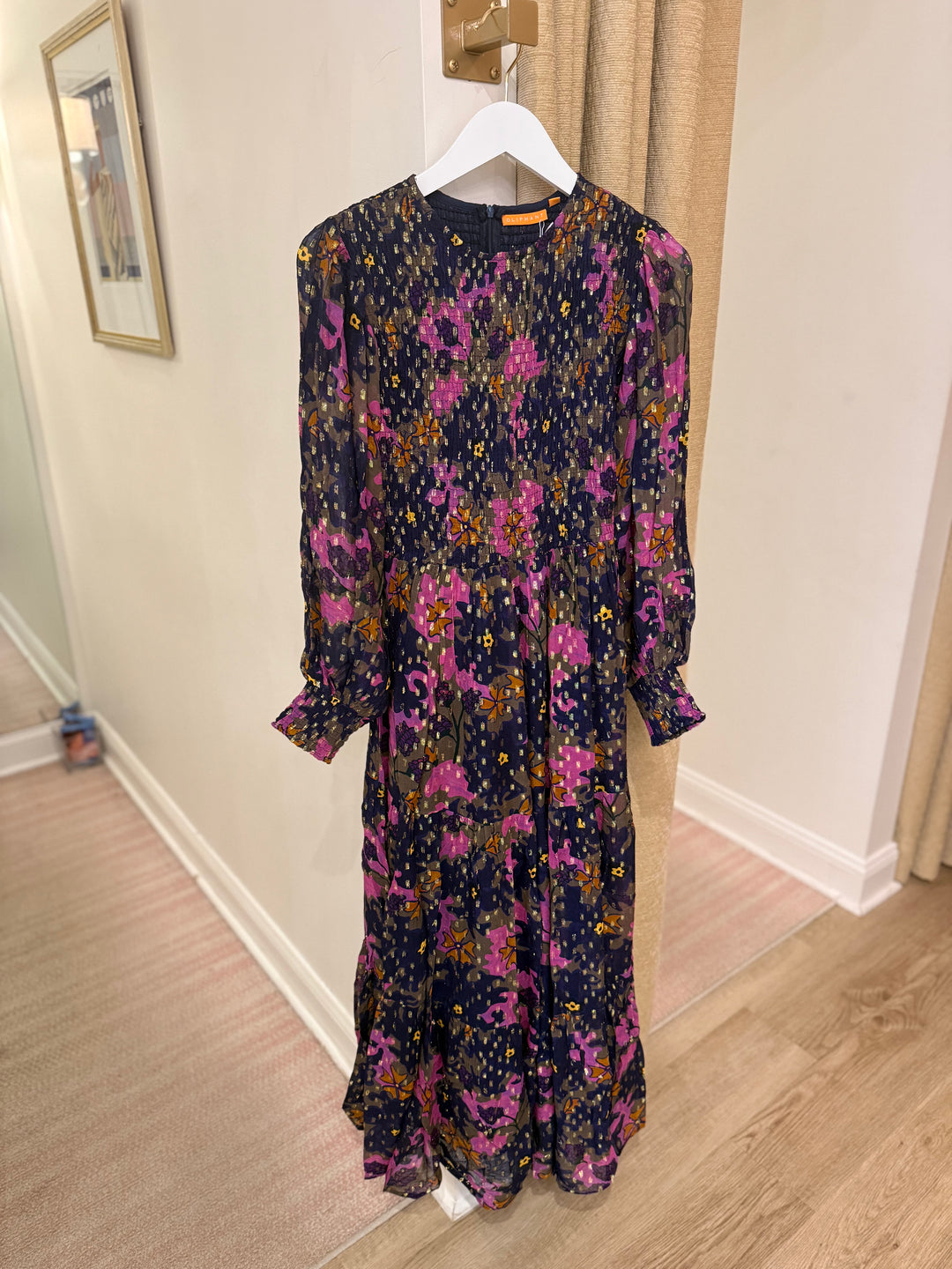 Smocked Top Maxi Suzani Navy