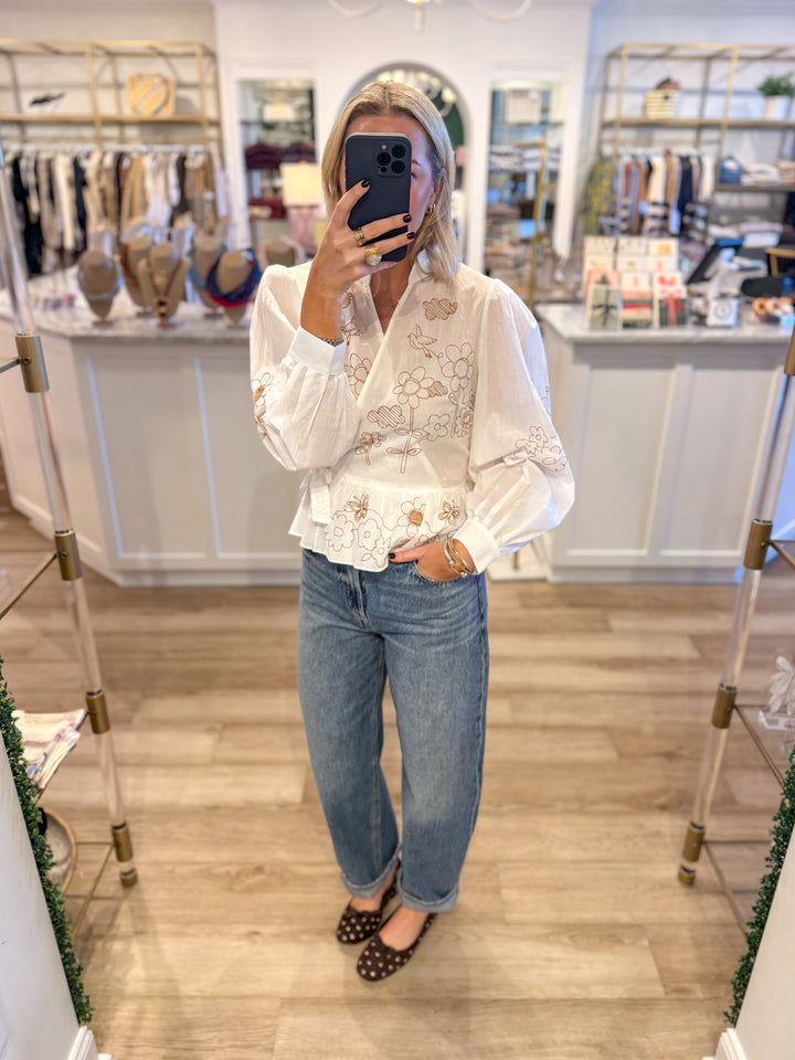 Cotton Blouse Garden Embroidery