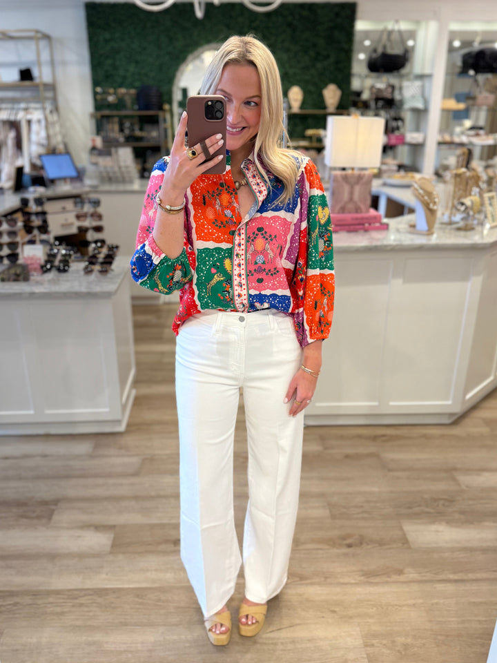 Edie Scarf Print Blouse
