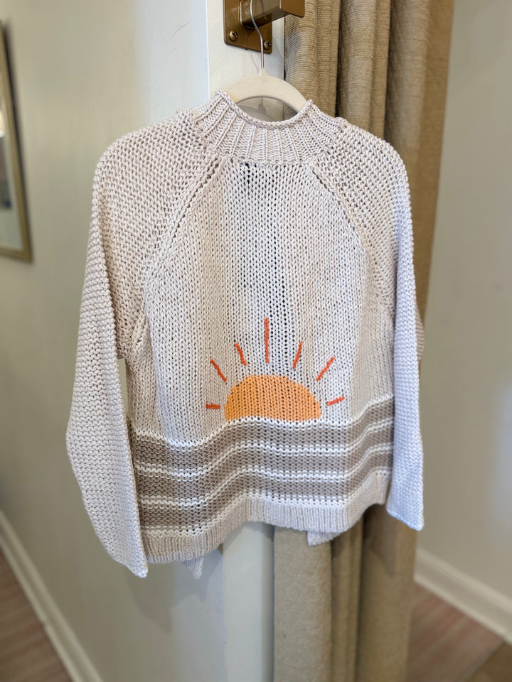 Sunrise Chunky Cardi White Stripe