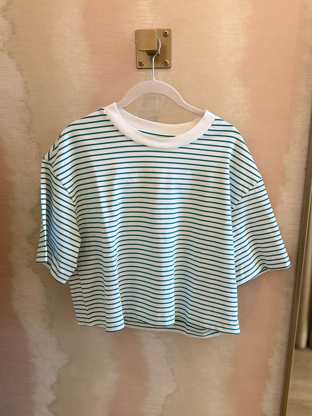 Mae Cropped Tee Vert Stripe
