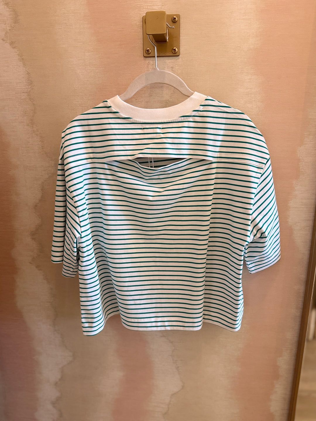 Mae Cropped Tee Vert Stripe