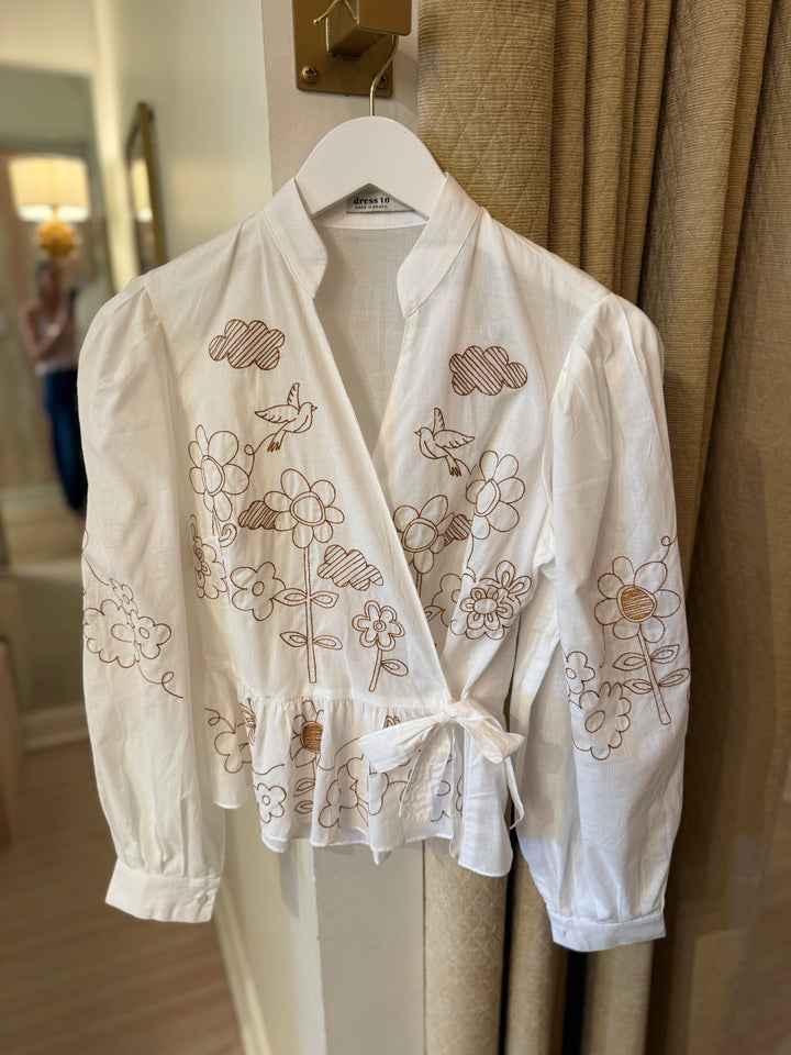 Cotton Blouse Garden Embroidery