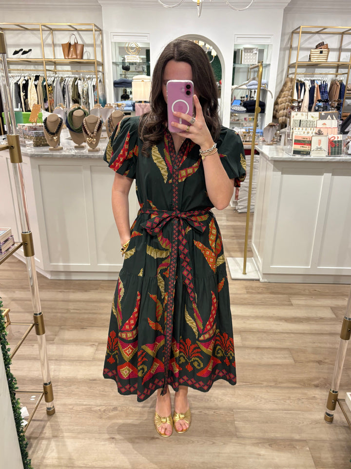 Della Dress Forest Stitch