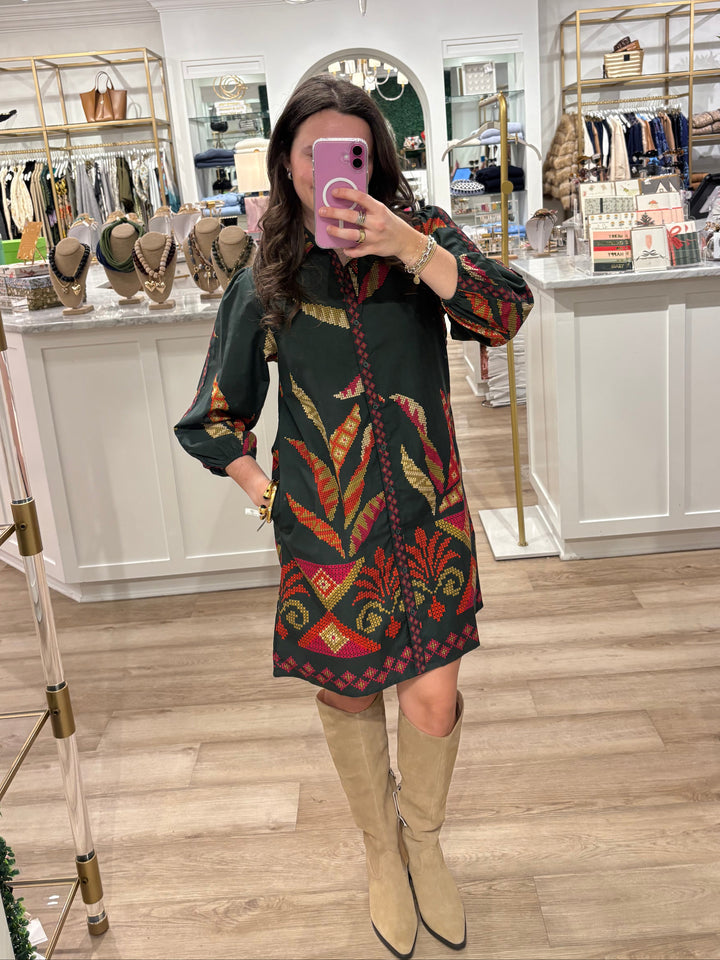 Ava Dress Forest Stitch