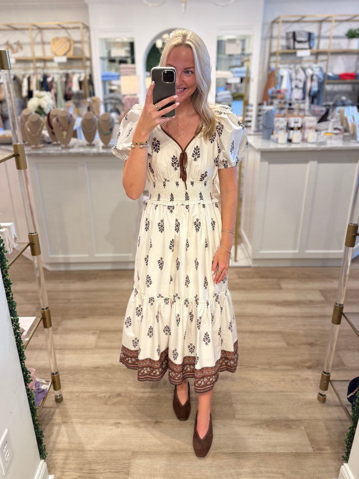 Puff Sleeve Midi Dress
