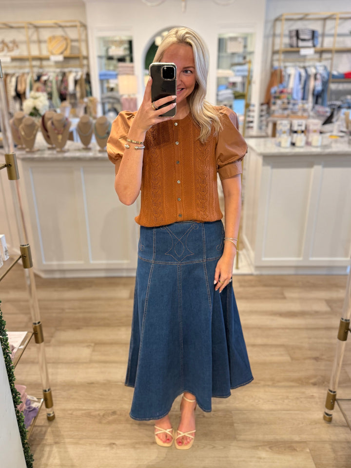 Denim Midi Skirt