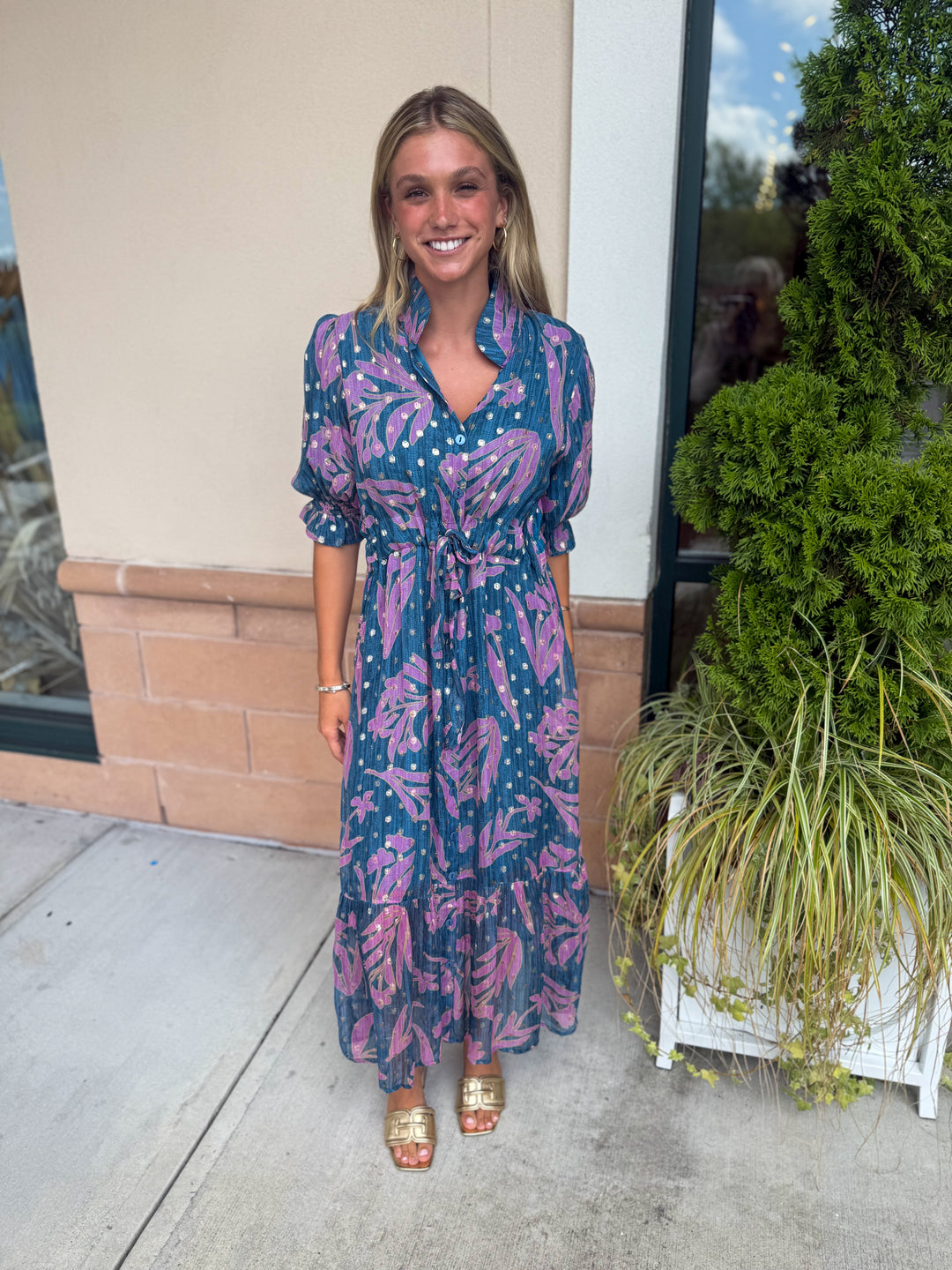 Catherine Dress Lurex Glow Gord