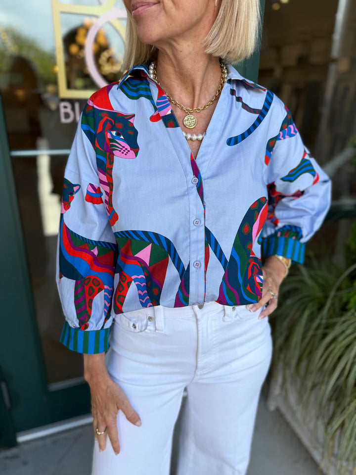 Elsa 3/4 Sleeve Top Cheetah Mirage