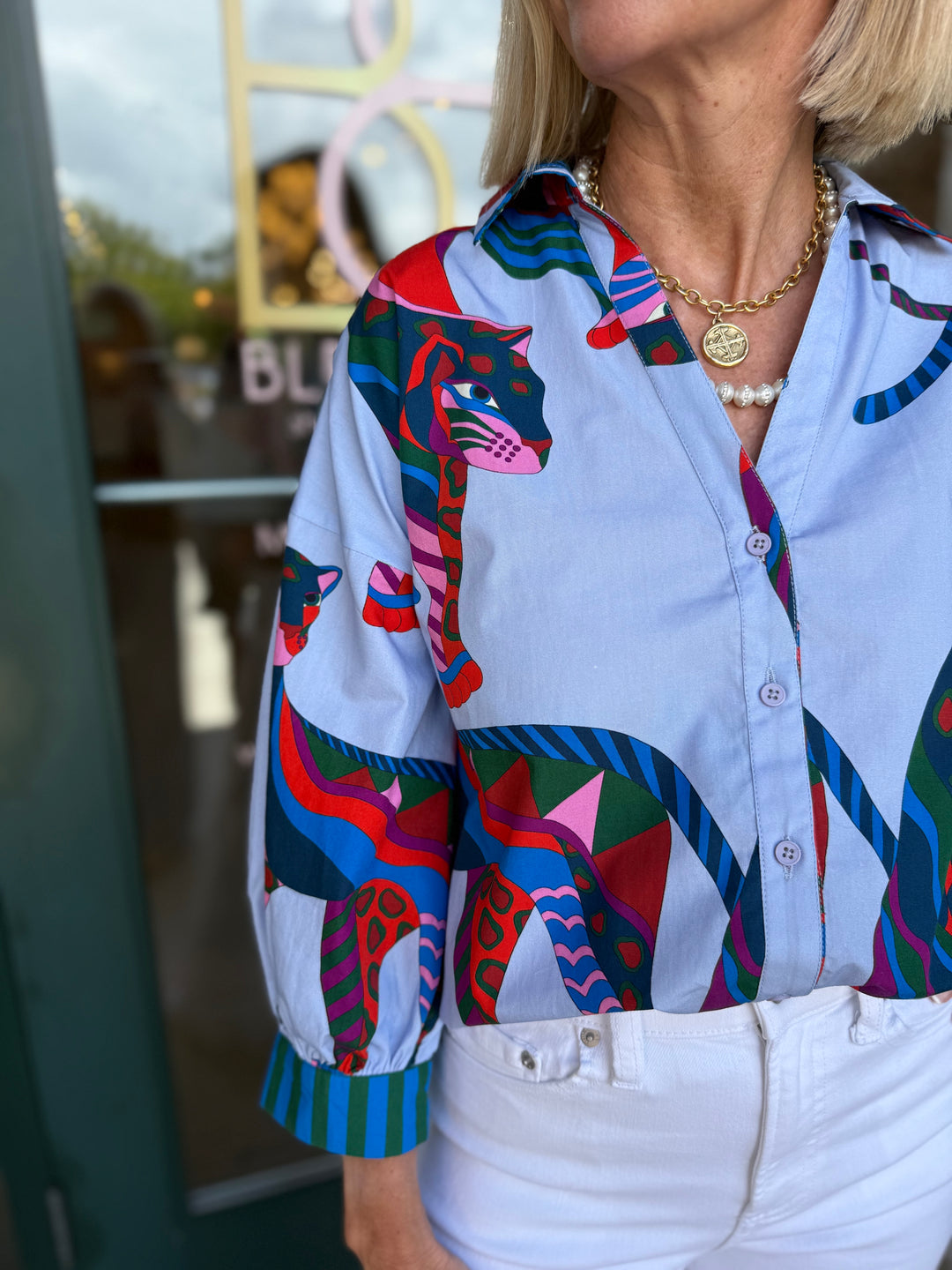Elsa 3/4 Sleeve Top Cheetah Mirage
