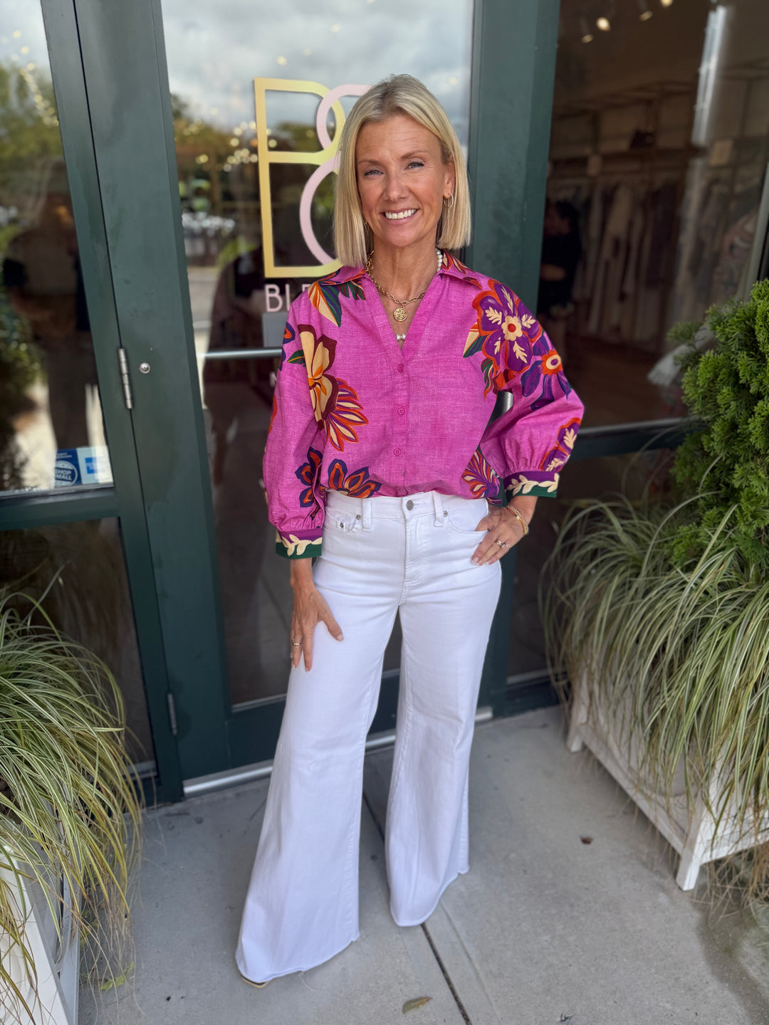 Elsa 3/4 Sleeve Top Mauve Blossoms