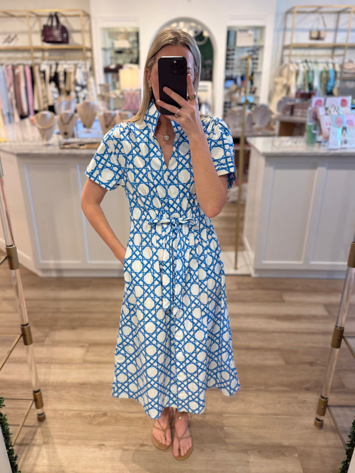 Bria Dress Coastal Cane Blue
