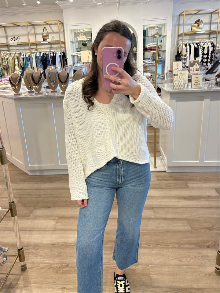 Julianna Chunky Top Cotton Breaker White