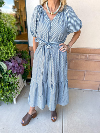 Gathered V-Neck Dress