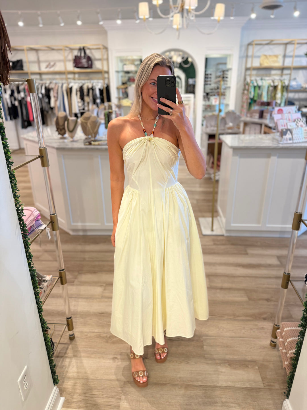 Hilary Bead Detail Dress Yellow