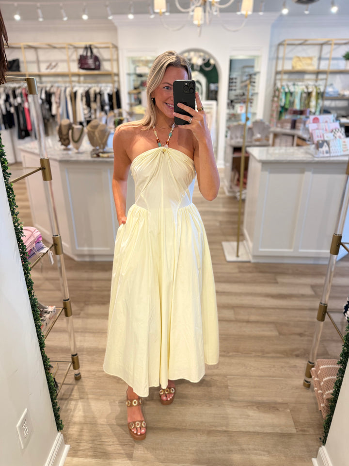 Hilary Bead Detail Dress Yellow