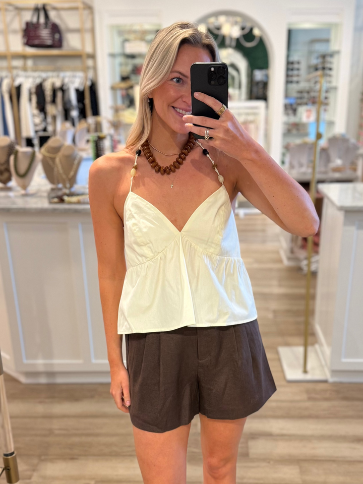 Holly Bead Detail Top Yellow