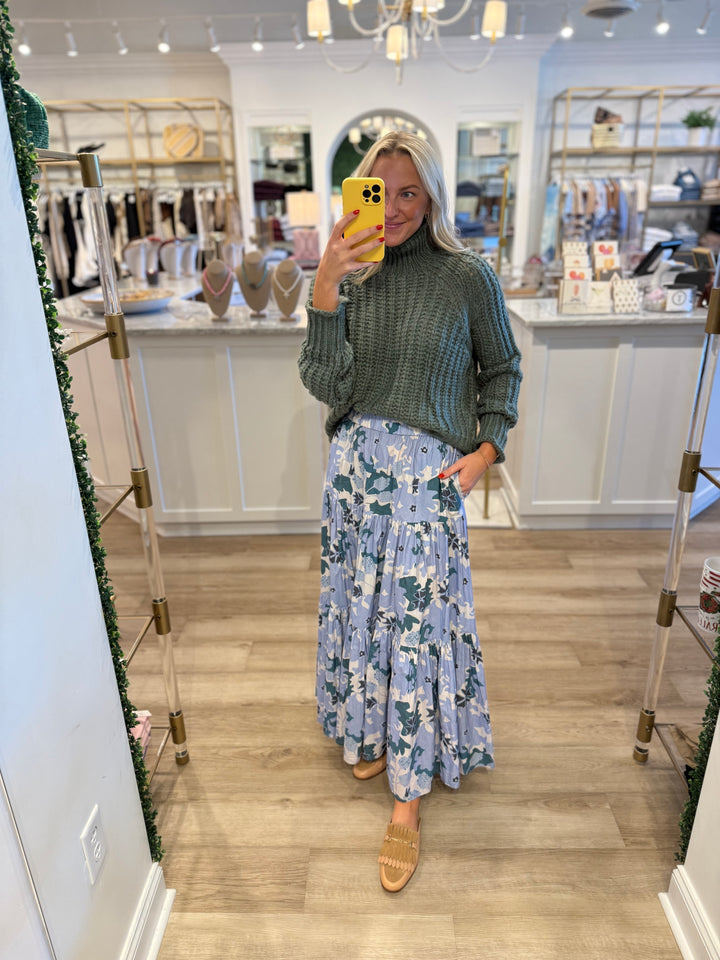 Tiered Maxi Skirt Suzan Blue