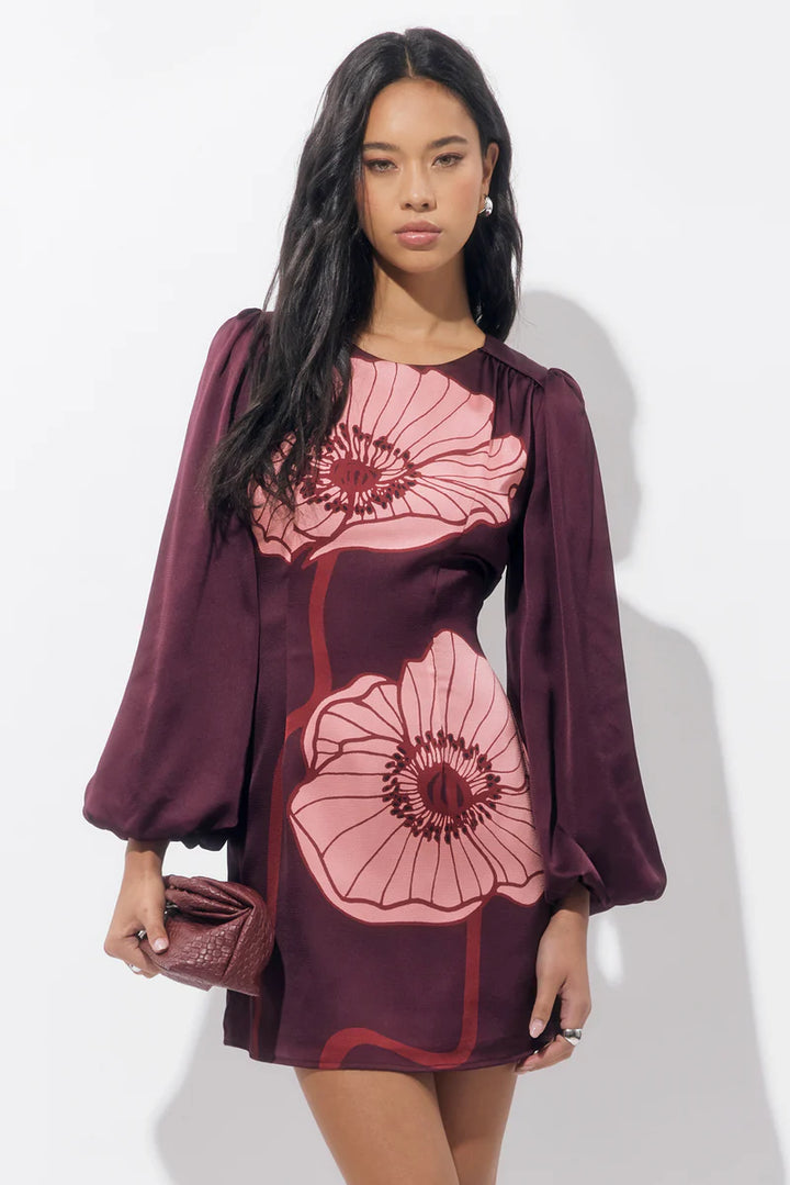 Juno Bubble Sleeve Poppy Mini Dress