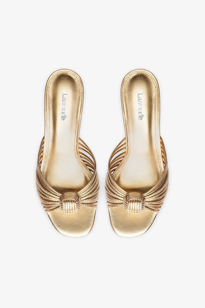 Valerie Mule In Gold Metallic Leather