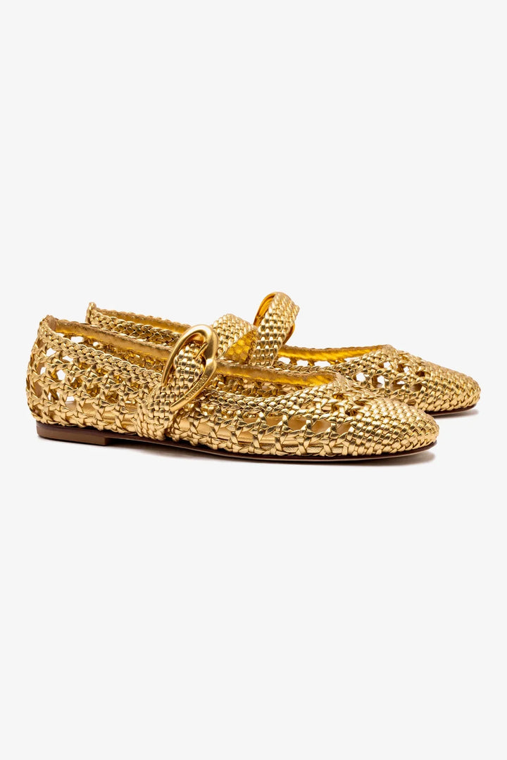 Verona Ballet Flat In Gold Leather
