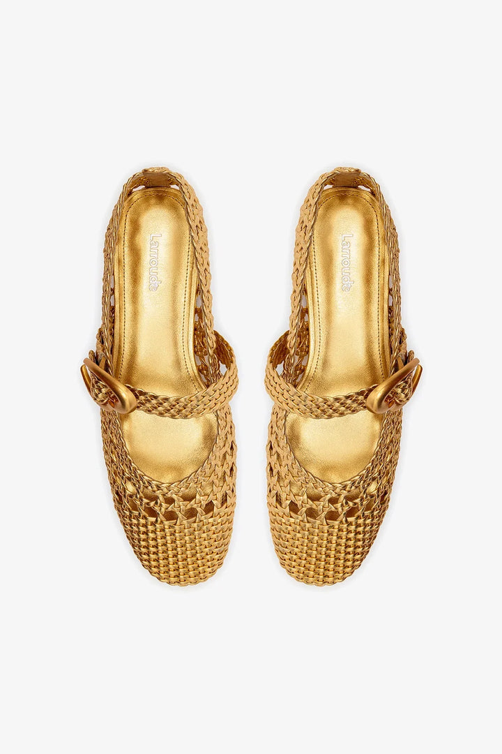Verona Ballet Flat In Gold Leather