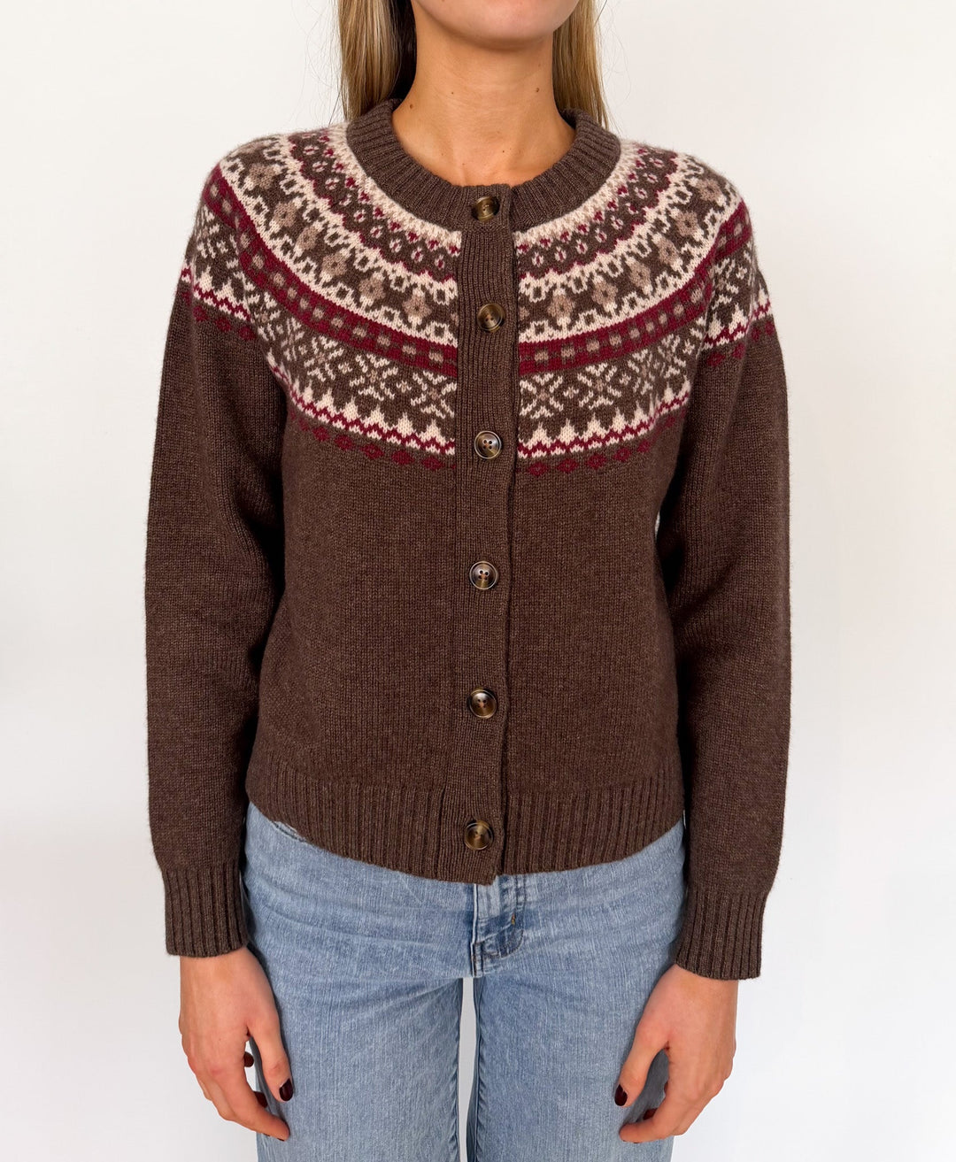 Louise Fair Isle Cardigan Chocolate