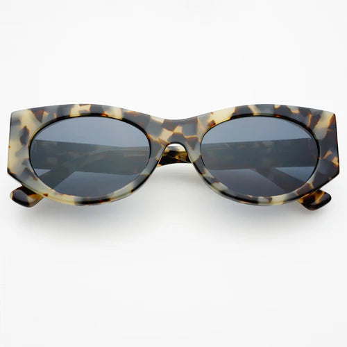 Layla Acetate Oval Sunglasses Gray Tortoise