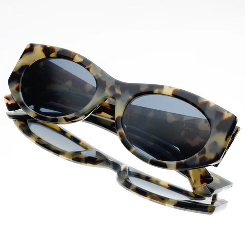 Layla Acetate Oval Sunglasses Gray Tortoise