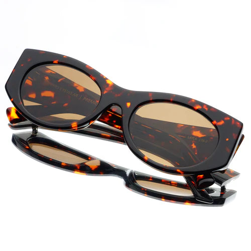 Layla Acetate Oval Sunglasses Brown Tortoise