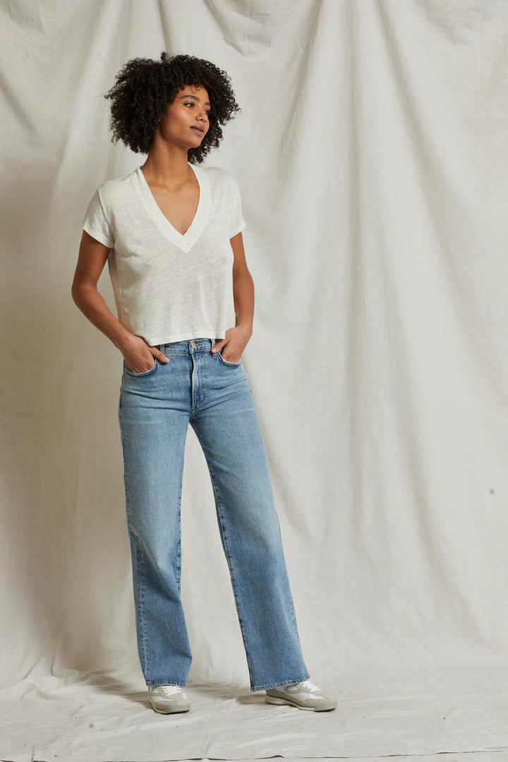 Rosie Linen Jersey Spandex V-Neck