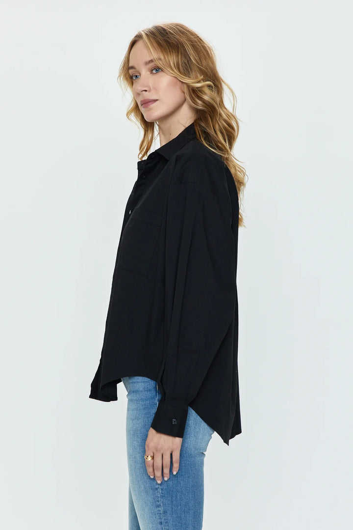 Sloane Oversized Button Down Shirt Noir