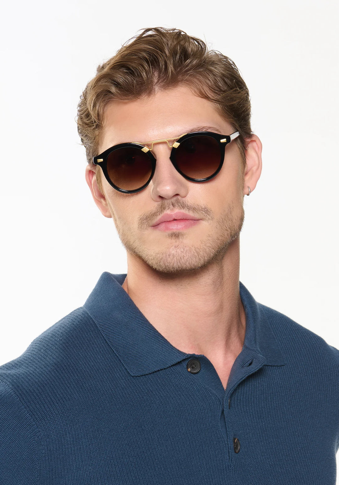 STL II Sunglasses Black + Black Tea 18K