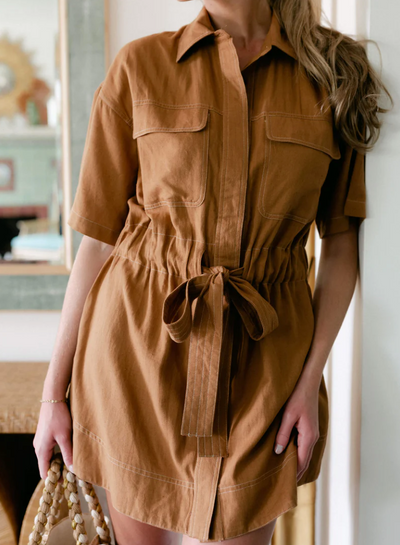 Carla Mini Dress Solid Camel