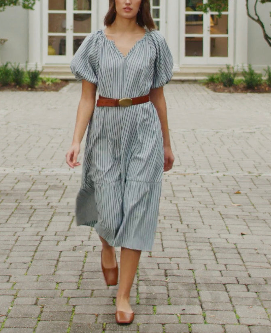 Gathered V-Neck Dress