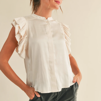 Audrey Ruffle Sleeve Blouse Champagne