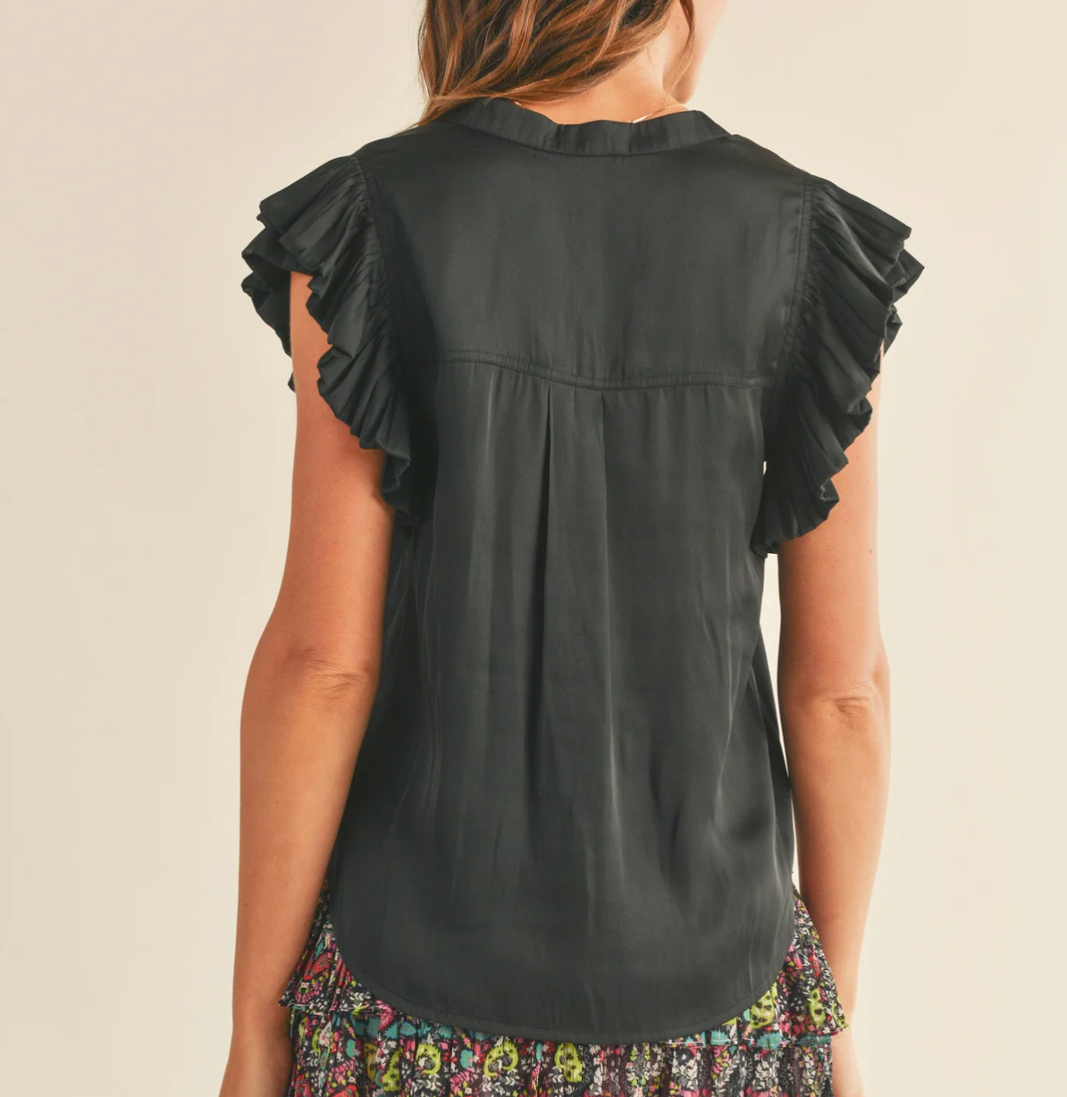 Audrey Ruffle Sleeve Blouse Black