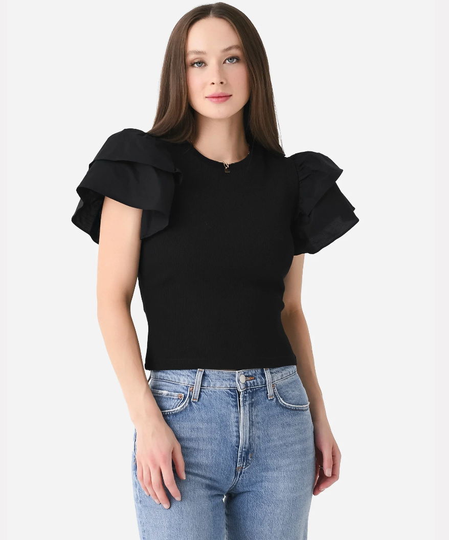 Mixed Media Ruffled Top