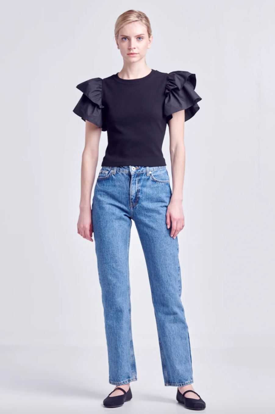 Mixed Media Ruffled Top